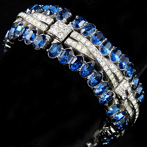 Trifari 'Alfred Philippe' Pave Crossbands and Sapphire Waves Bracelet