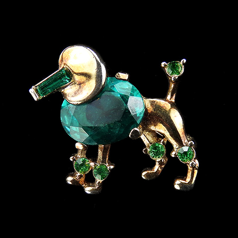 Trifari 'Alfred Philippe' Gold and Emeralds Miniature Poodle Dog Pin